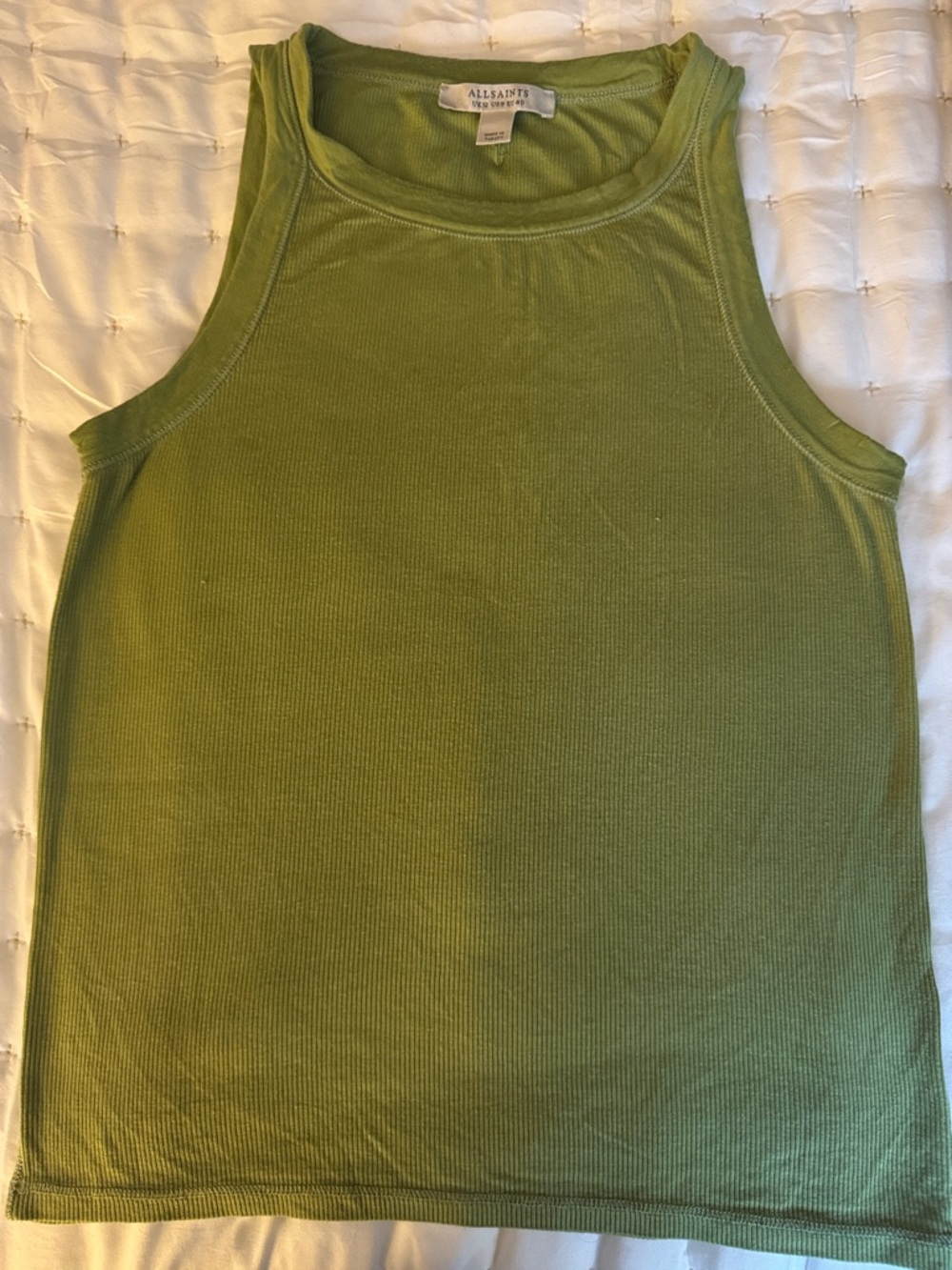 AllSaints Olive Green Ribbed Tank